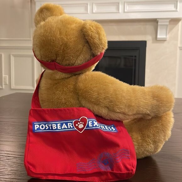 Hallmark Plush Bear Postbear Express Mail Brown Stuffed Animal Red Visor & Bag - Picture 4 of 9